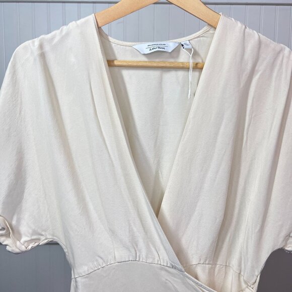 & Other Stories Stockholm Atelier Ivory Cream Short Sleeve Wrap Dress Tie Waist - Picture 4 of 11